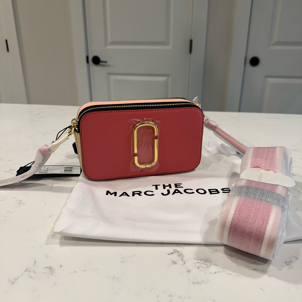 NWT Marc Jacobs Pink & Coral Snapshot Crossbody Bag - Picture 14 of 15
